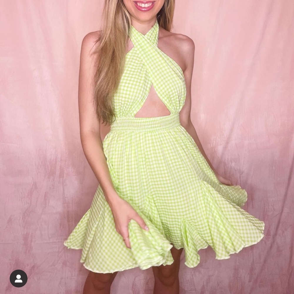 Green halter top dress